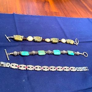Various colored bracelets  stones and silver